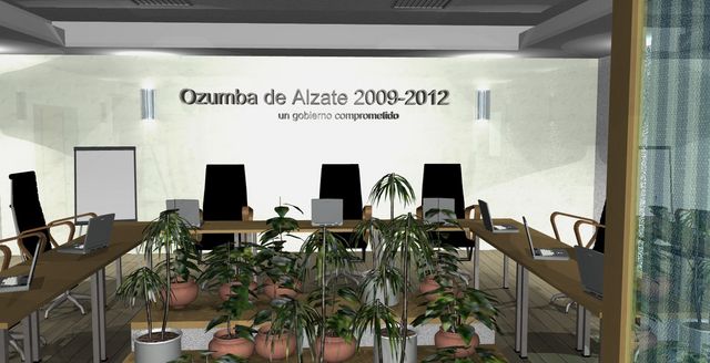 Opcion 3 Vista Frontal, Acabado Marmol.    
(Sala de Juntas)